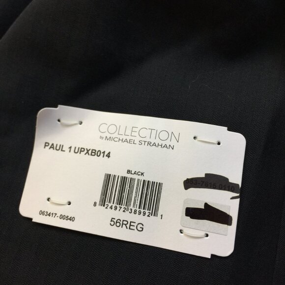 New! Michael Strahan Jacket Blazer Mens 56R Black Striped Wool Classic Fit - Picture 10 of 16